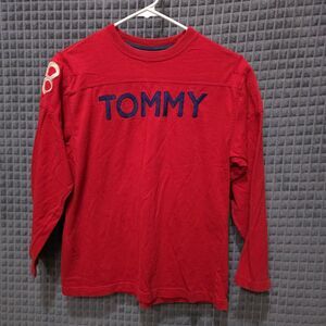 VTG Tommy Hilfiger Baseball Shirt Sm-M 3/4 Sleeve #8 Sporty Tee Tomboy 90s Y2K